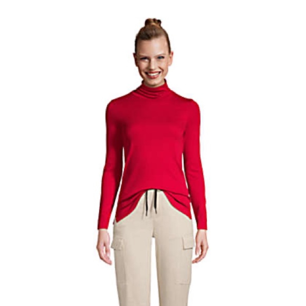 Red Lands’ End Supima Cotton Turtleneck, size MP